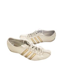 Adidas Okapi White Gold Stripes Retro Sneakers SZ 7 2008